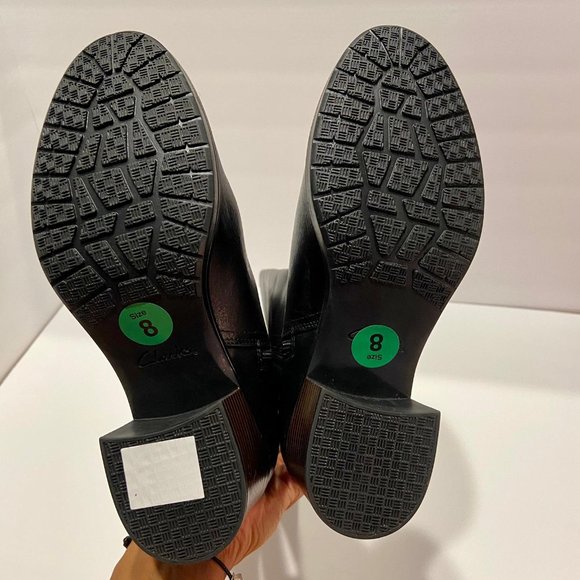 Clarks Women's Wide Calf Knee High Boot - Hollis Moon - 8M - Black Leather -NEW - Picture 8 of 10